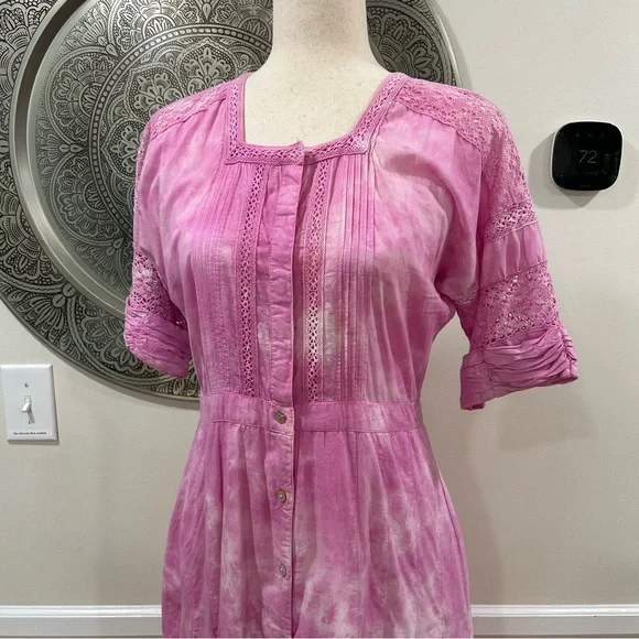 LoveShackFancy Edie pink maxi dress with lace accents - size M - Picture 4 of 14